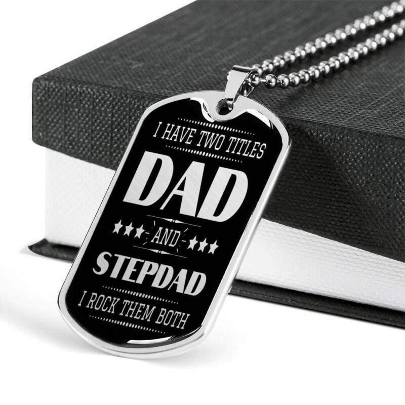 Dad Dog Tag Father's Day Gift, Custom Dad And Stepdad Silver Dog Tag