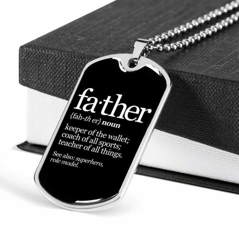 Dad Dog Tag Father's Day Gift, Father Keeper The Wallet Dog Tag Military Chain Necklace For Dad